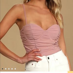 NWT Lulu’s Pink Ruched Bustier Bodysuit